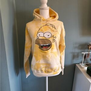 Universal CUSTOM Homer Simpson THE SIMPSONS Yellow Graphic Hoodie SMALL